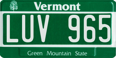 VT license plate LUV965
