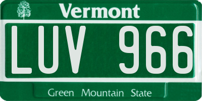 VT license plate LUV966