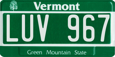 VT license plate LUV967