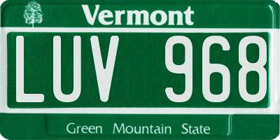 VT license plate LUV968