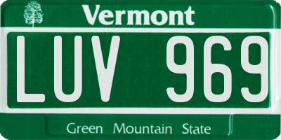 VT license plate LUV969