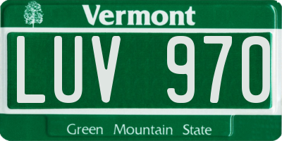 VT license plate LUV970