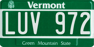 VT license plate LUV972
