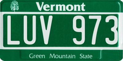 VT license plate LUV973