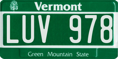 VT license plate LUV978