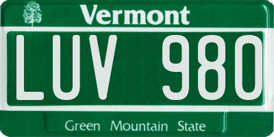 VT license plate LUV980