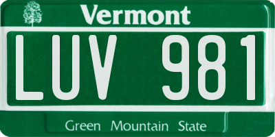 VT license plate LUV981