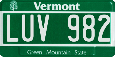 VT license plate LUV982