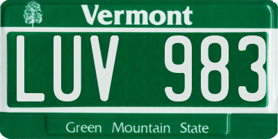 VT license plate LUV983