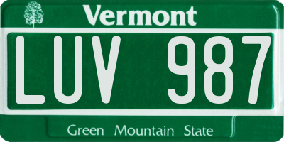 VT license plate LUV987
