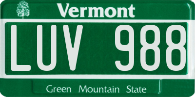 VT license plate LUV988