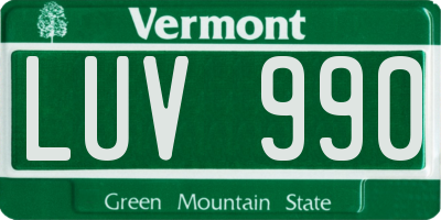 VT license plate LUV990