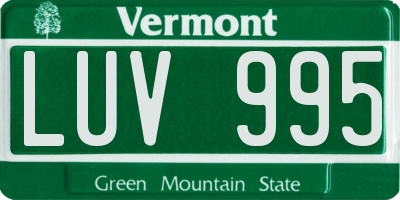 VT license plate LUV995