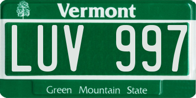 VT license plate LUV997