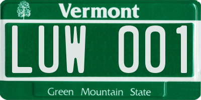 VT license plate LUW001