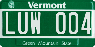 VT license plate LUW004