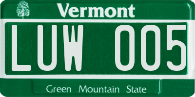 VT license plate LUW005