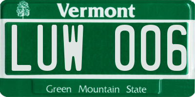 VT license plate LUW006