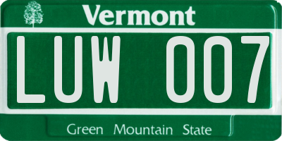 VT license plate LUW007