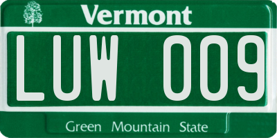 VT license plate LUW009