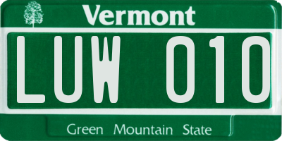 VT license plate LUW010