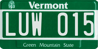 VT license plate LUW015