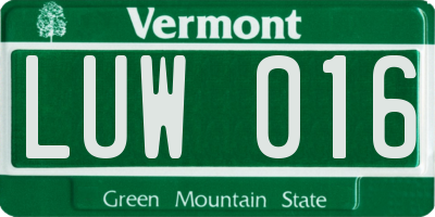 VT license plate LUW016