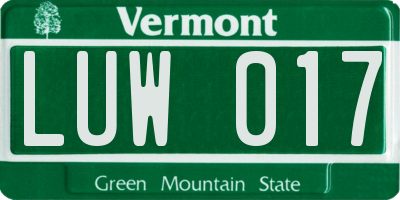 VT license plate LUW017