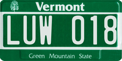 VT license plate LUW018