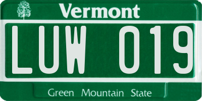 VT license plate LUW019
