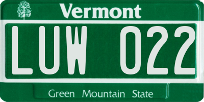VT license plate LUW022
