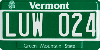 VT license plate LUW024