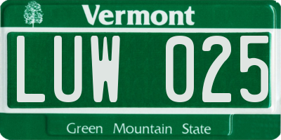 VT license plate LUW025