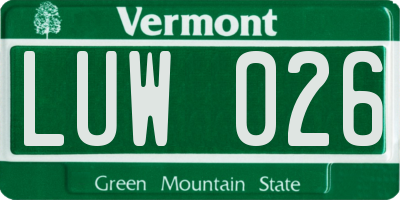 VT license plate LUW026
