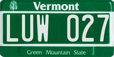 VT license plate LUW027