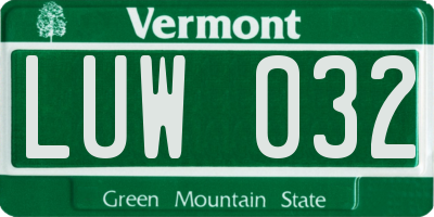 VT license plate LUW032