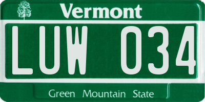 VT license plate LUW034