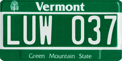 VT license plate LUW037