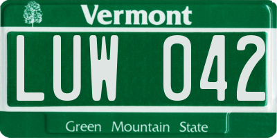 VT license plate LUW042