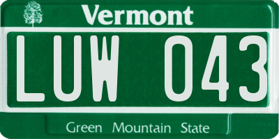 VT license plate LUW043