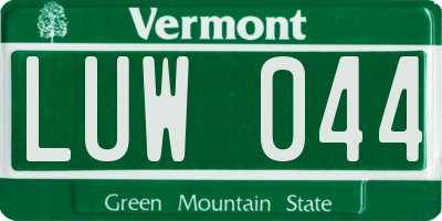 VT license plate LUW044