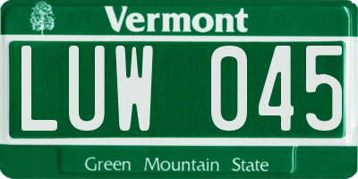 VT license plate LUW045