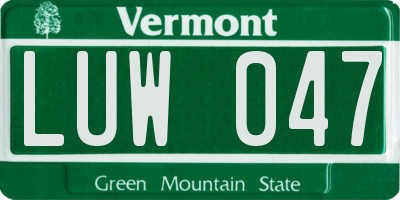VT license plate LUW047