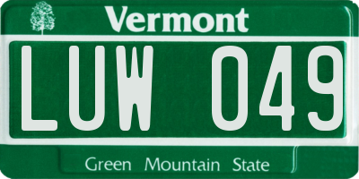 VT license plate LUW049
