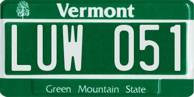 VT license plate LUW051