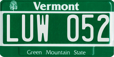 VT license plate LUW052