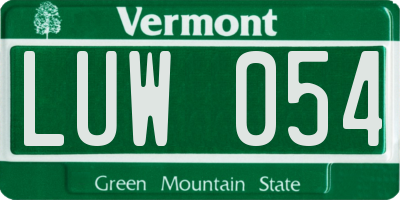 VT license plate LUW054