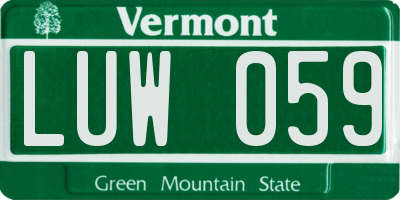 VT license plate LUW059