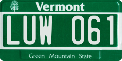 VT license plate LUW061