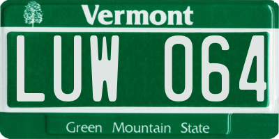 VT license plate LUW064